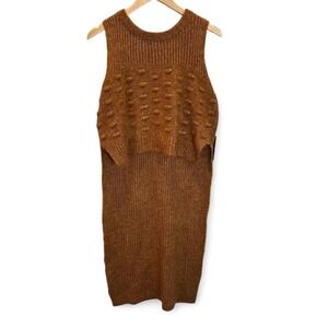 NWT Kerisma Rust Bisoux High Low Sleeveless Tunic Sweater Size S/M